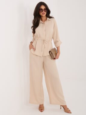 Beige summer set with wide trousers