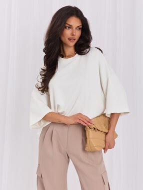 Alternative view of Basic white blouse with short sleeves