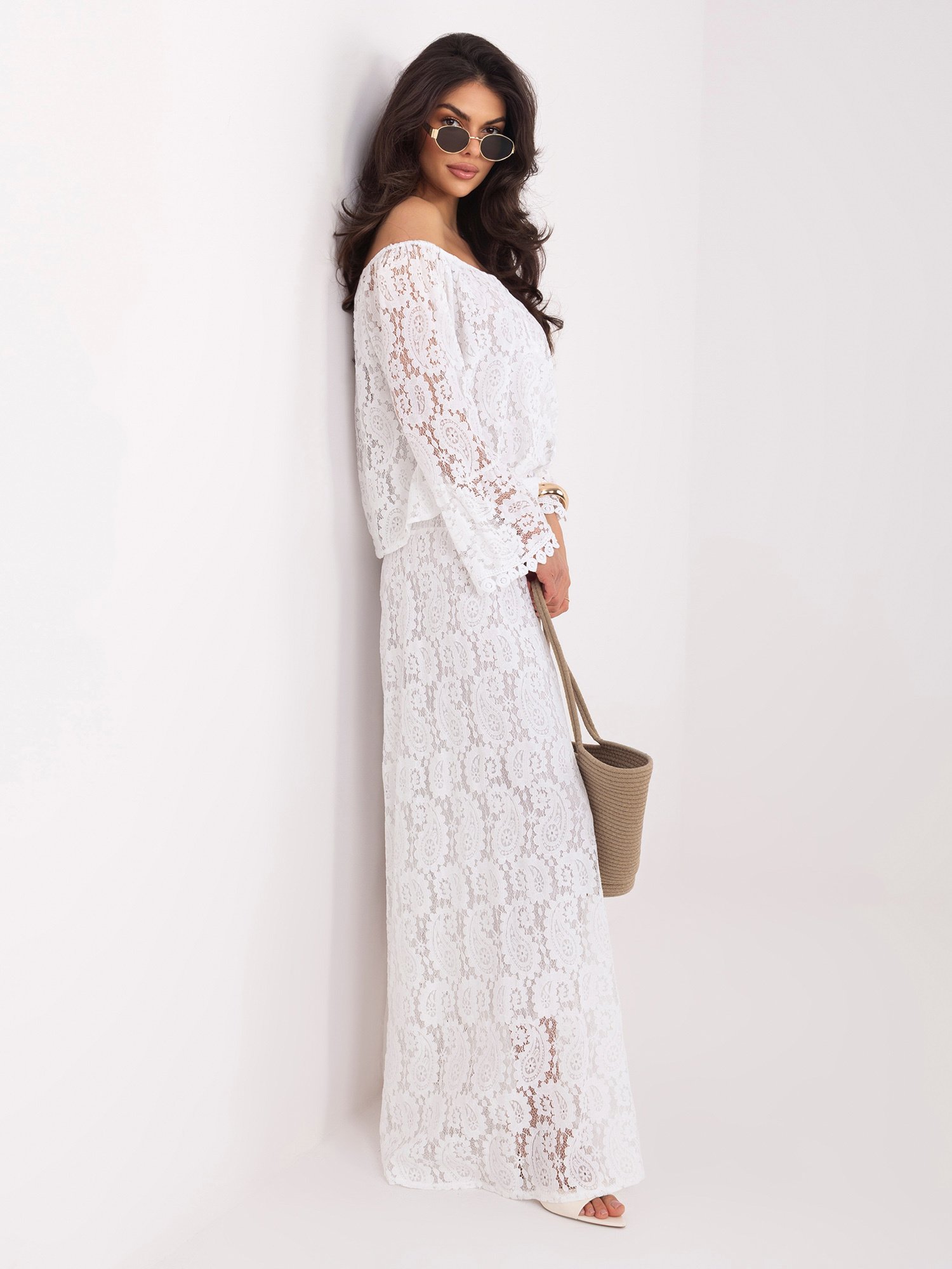 White lace blouse with tie detail - Image 5