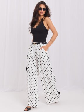 Elegant white polka dot palazzo pants