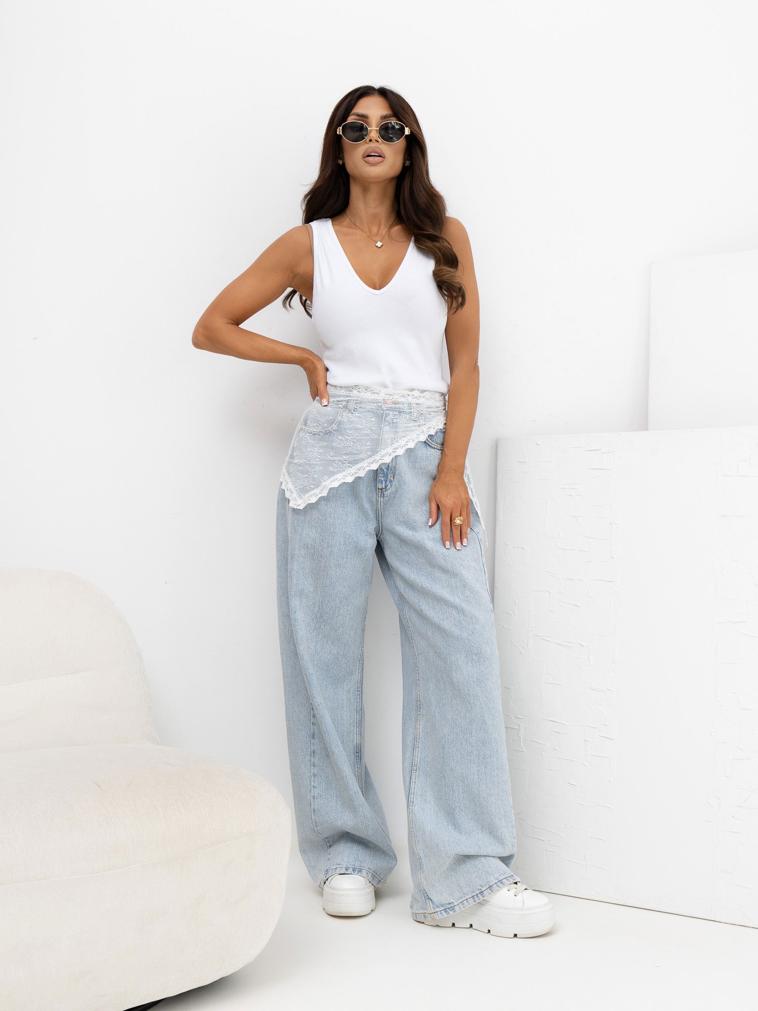 White Fitted Ribbed Top - Image 3