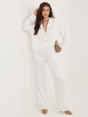 White elegant set with an unbuttoned shirt