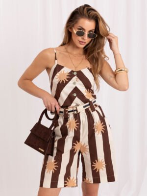 Brown women's cotton Bermuda shorts