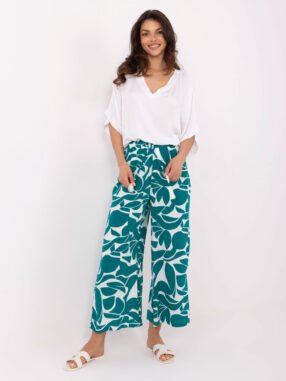 Green summer trousers with print
