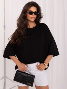 Basic Black blouse with short sleeves