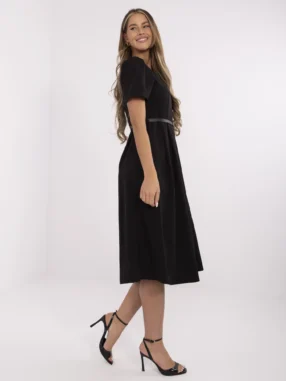 Alternative view of Black elegant dress with short sleeves