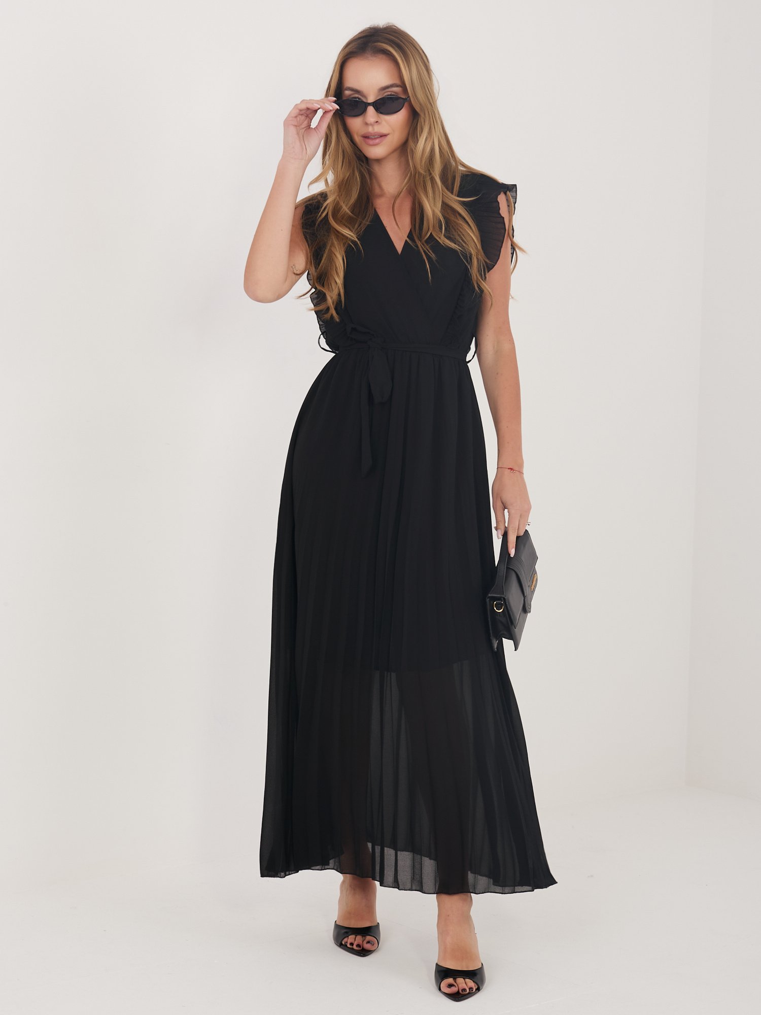 Black summer dress with a wrap neckline RUE PARIS
