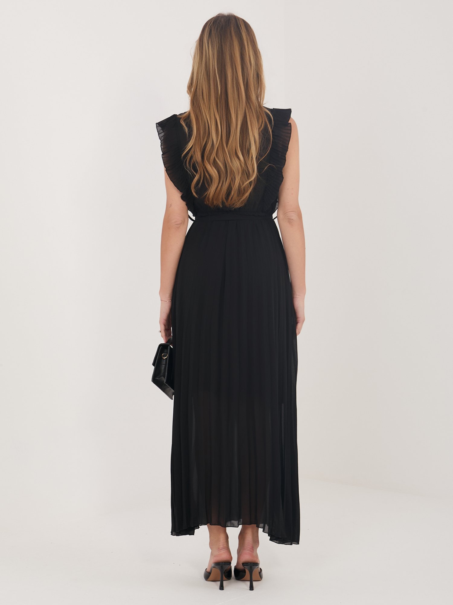 Black summer dress with a wrap neckline RUE PARIS - Image 4