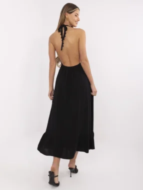 Alternative view of Black flared dress with ruffles