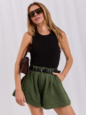 Black basic bodysuit with hook-and-eye closure