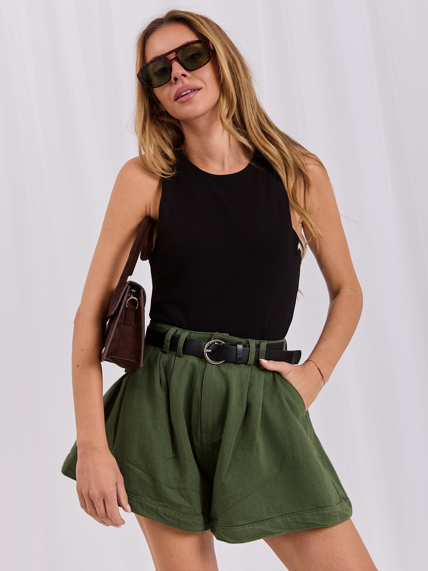 Black basic bodysuit with hook-and-eye closure