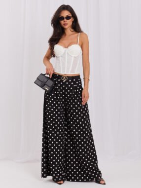 Elegant Black polka dot palazzo pants