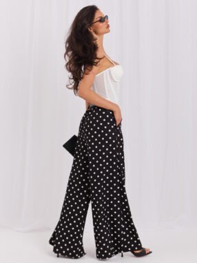 Alternative view of Elegant Black polka dot palazzo pants