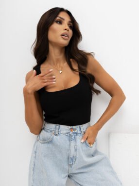 Black Square Neck Tank Top