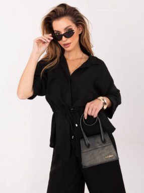 Black summer set with wide trousers