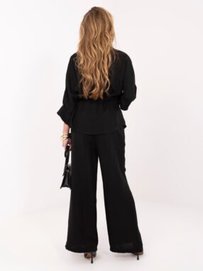 Alternative view of Black summer set with wide trousers