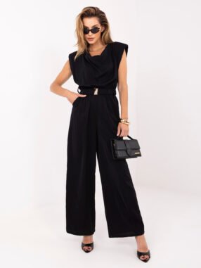 Fango women's jumpsuit with flowing neckline Black