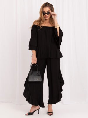 Black summer set with a Spanish blouse