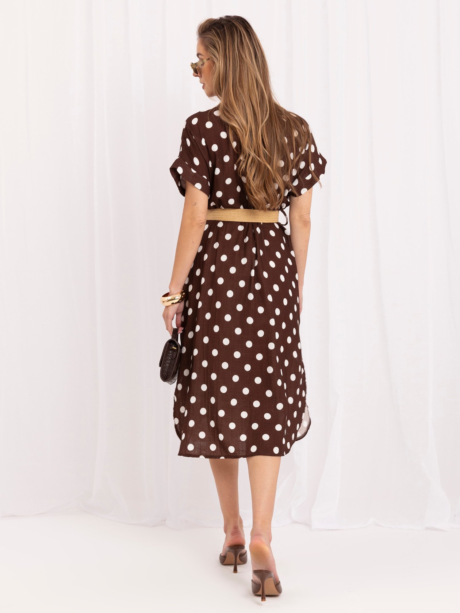 Chocolate Midi Dress with Braided Belt - Image 3