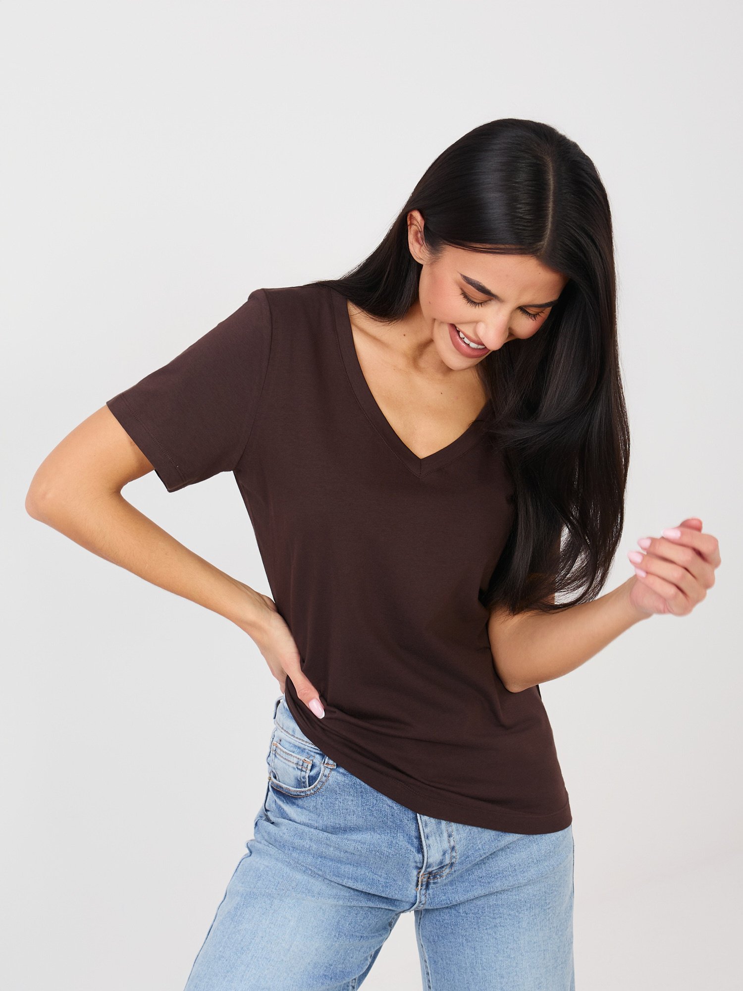 Dark Brown cotton basic T-shirt - Image 6