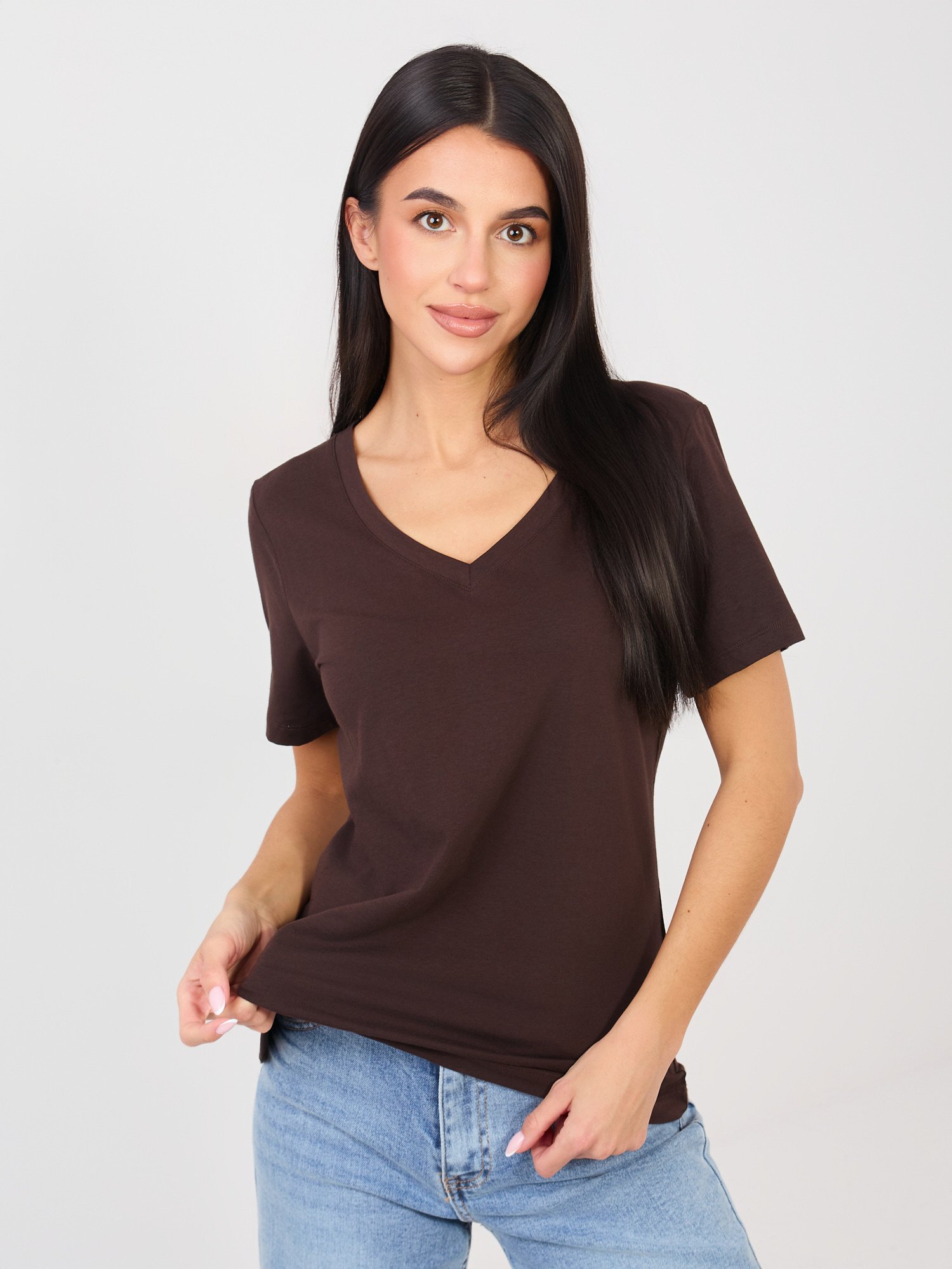 Dark Brown cotton basic T-shirt