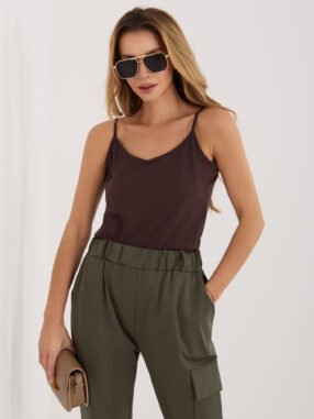 Women's Dark Brown Basic Cotton Top