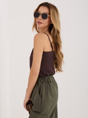 Alternative view of Women's Dark Brown Basic Cotton Top