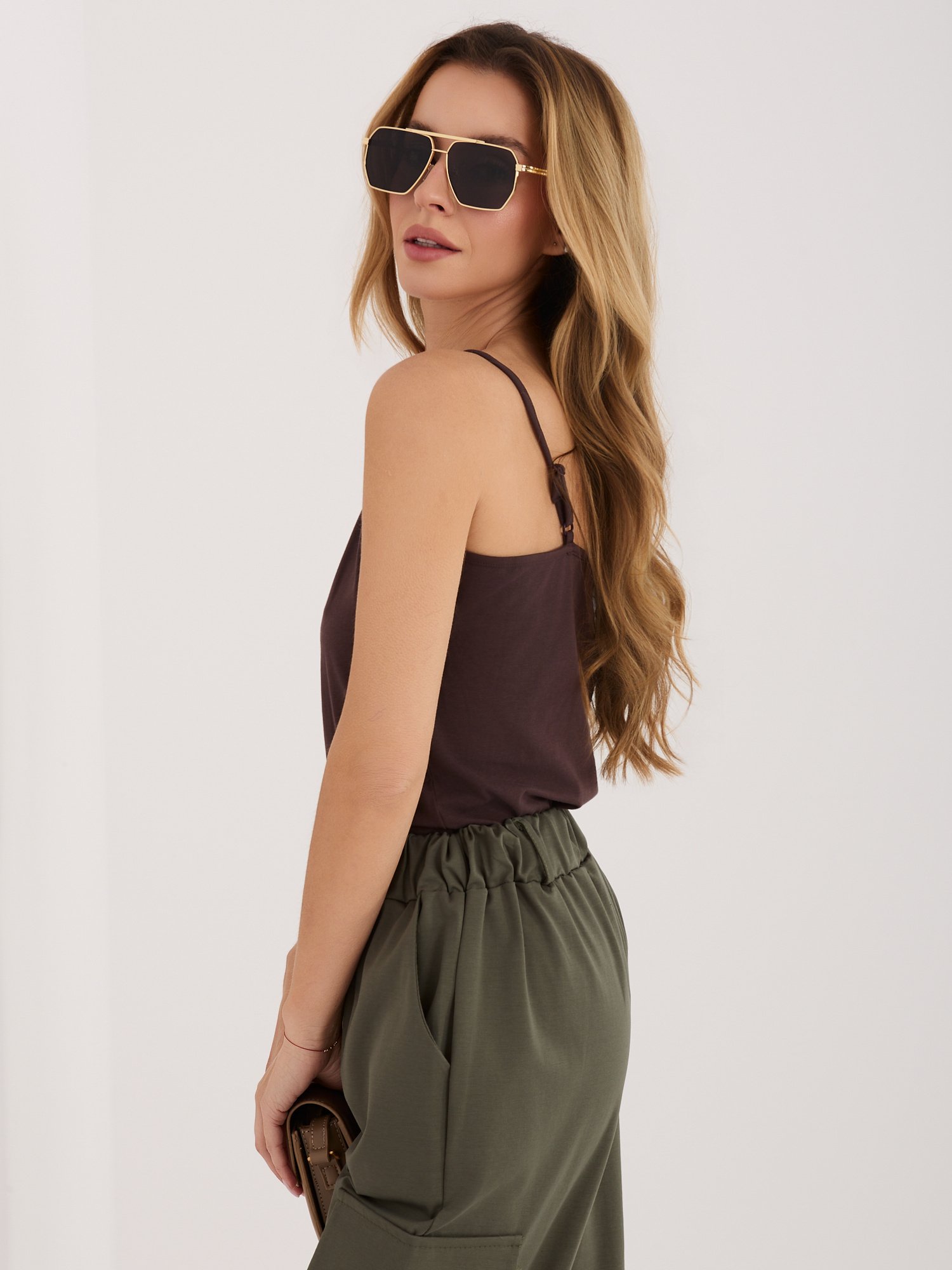 Women's Dark Brown Basic Cotton Top - Image 2