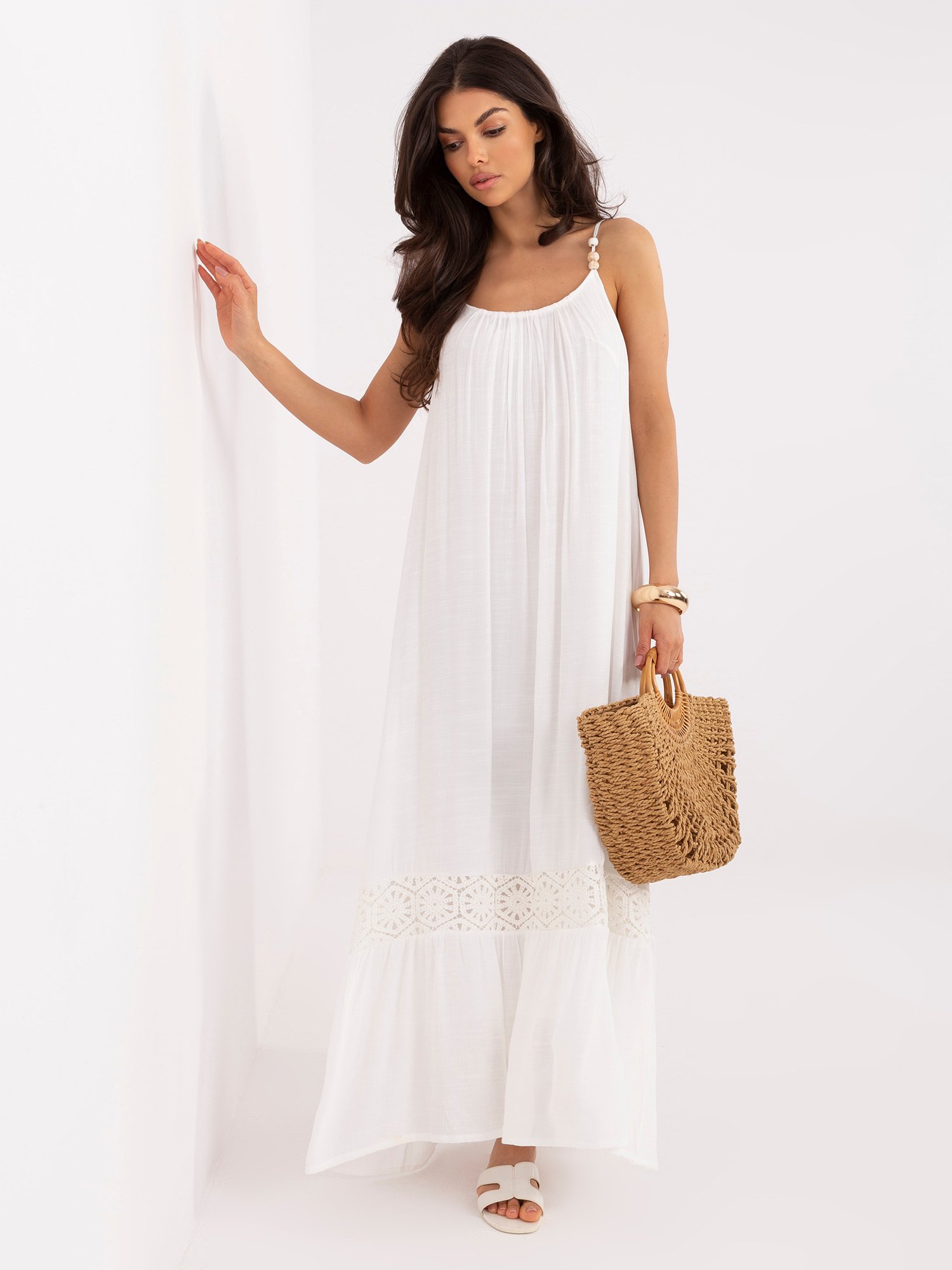 Ecru boho dress with straps
