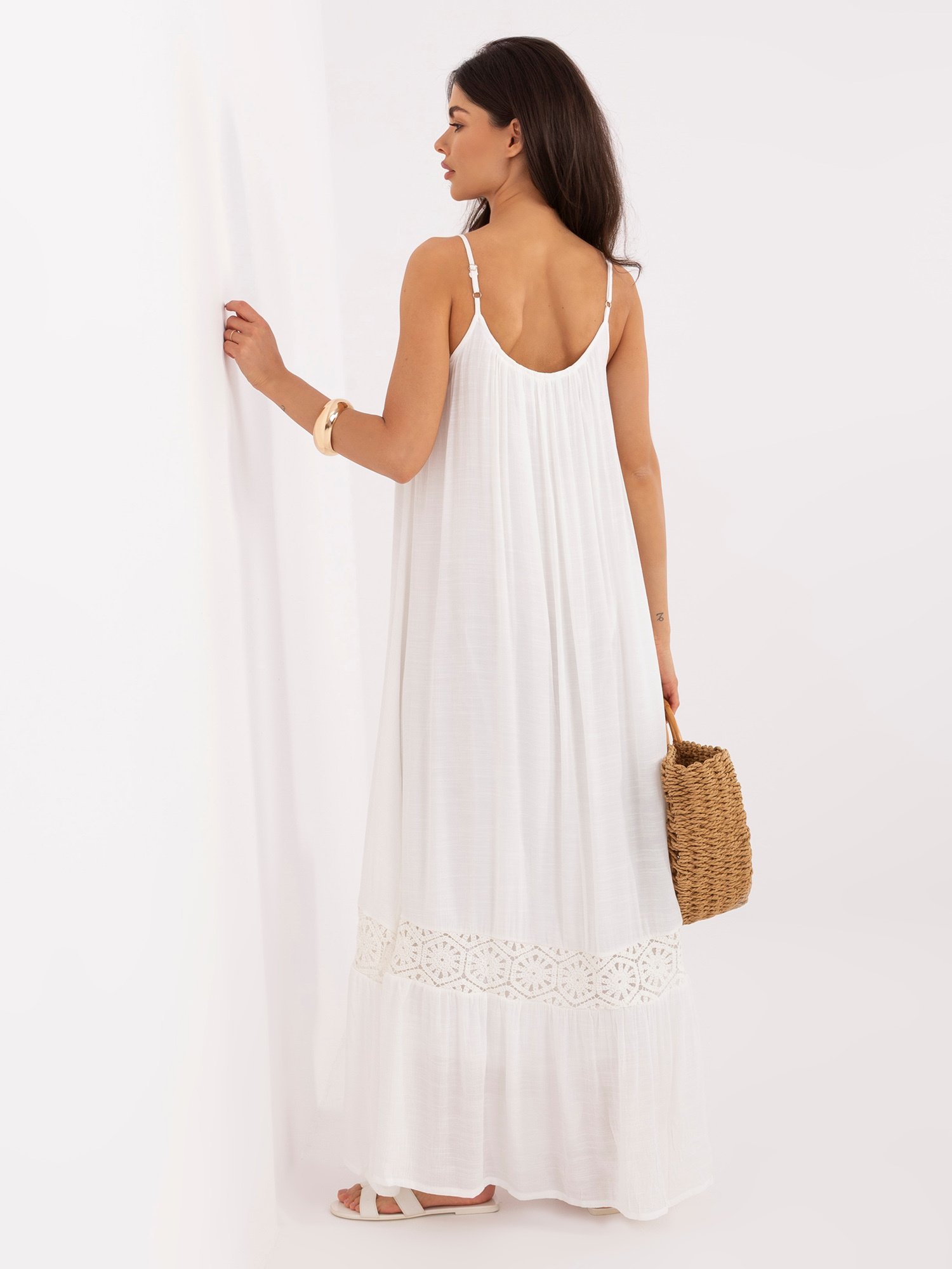 Ecru boho dress with straps - Image 4