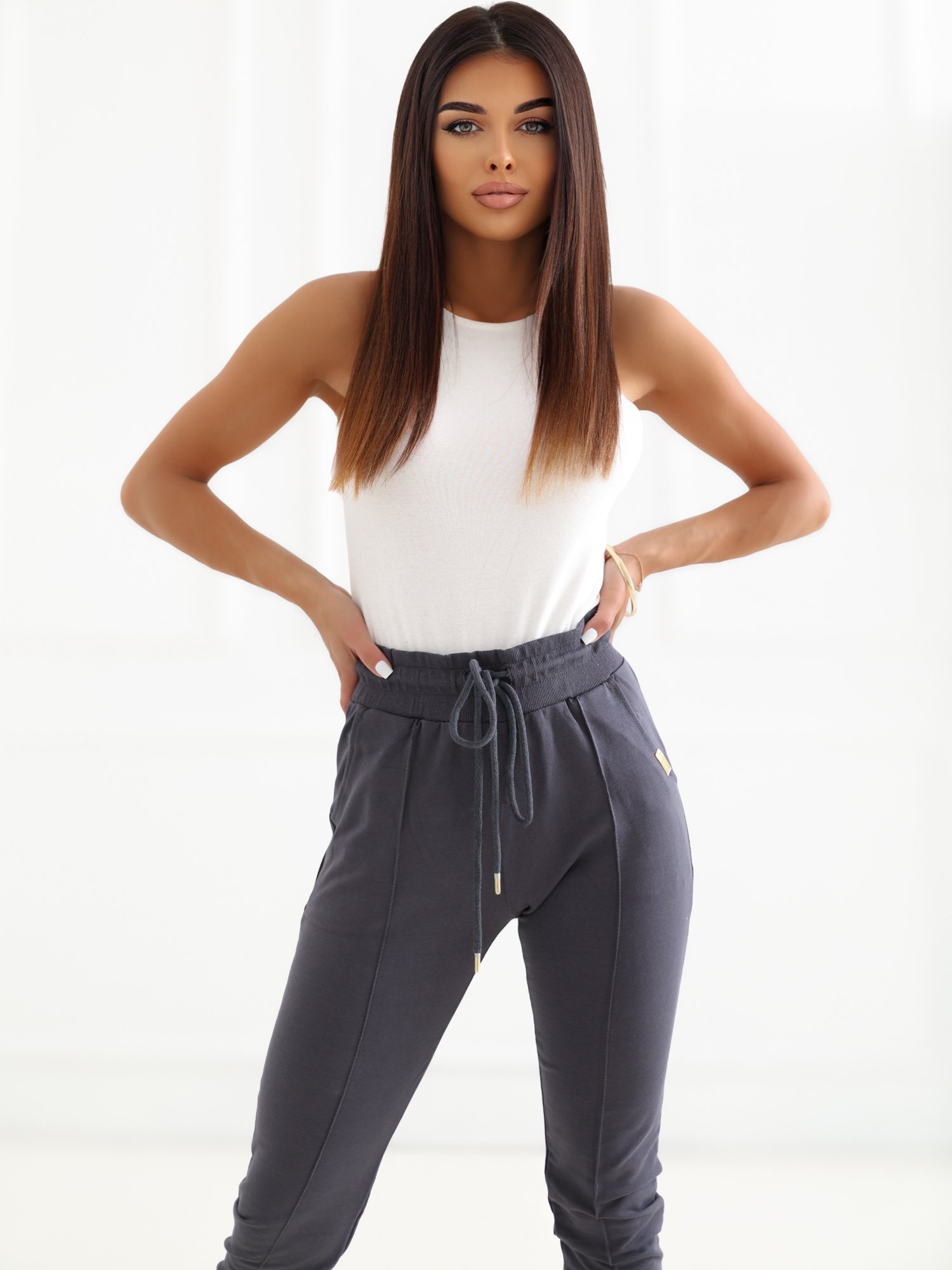 White basic bodysuit with hook-and-eye closure - Image 3