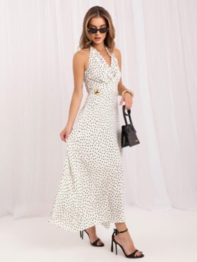 Ercu-blue polka dot maxi dress