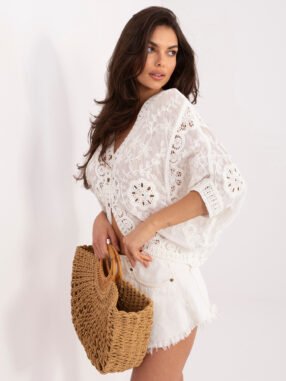 White openwork boho sweater for summer