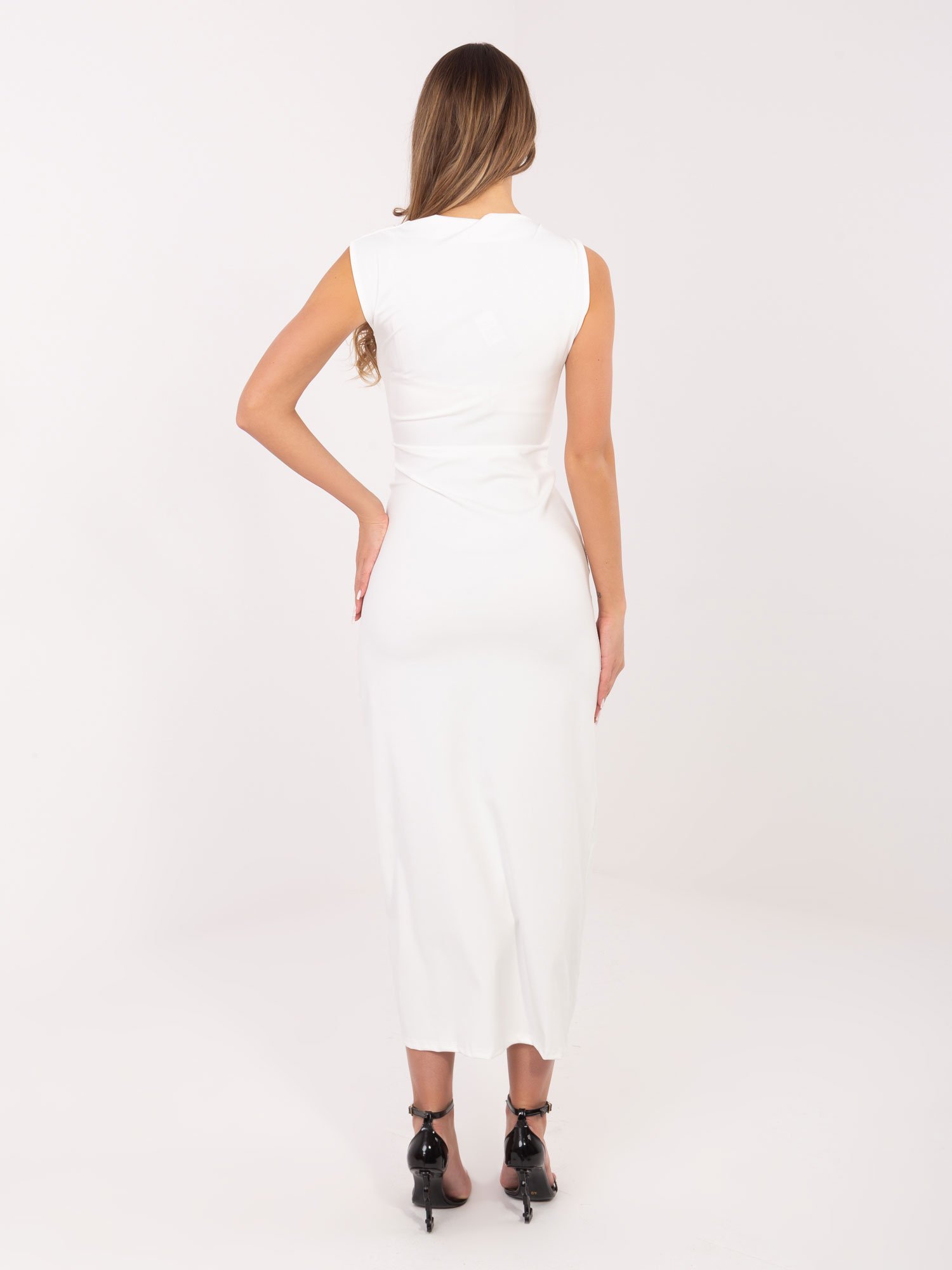 Fango Ecru midi dress with draping RUE PARIS - Image 3