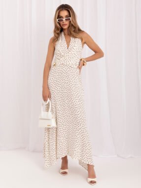 Ercu-brown polka dot maxi dress