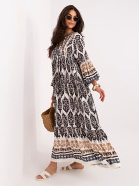 Navy maxi dress with flared sleeves