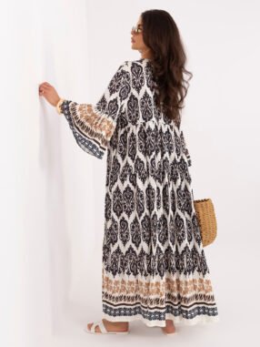 Alternative view of Navy maxi dress with flared sleeves