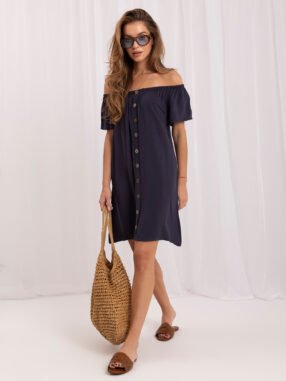 Navy blue summer dress made of viscose