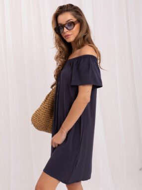 Alternative view of Navy blue summer dress made of viscose