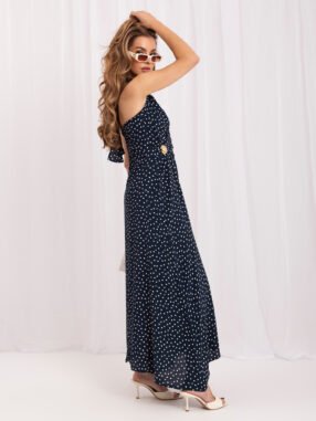 Alternative view of Navy blue polka dot maxi dress
