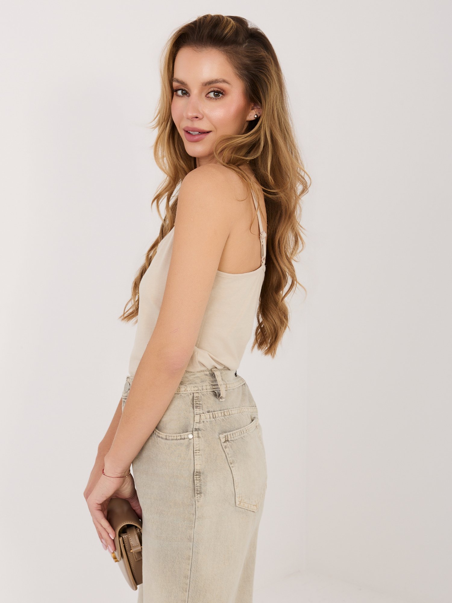 Women's Light Beige Basic Cotton Top - Image 3