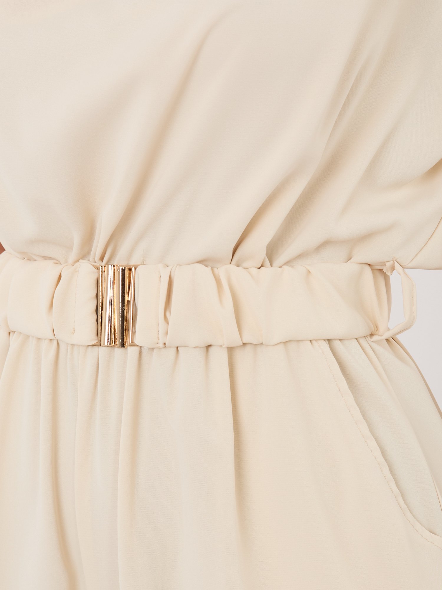 Fango women's jumpsuit with flowing neckline Light Beige - Image 4
