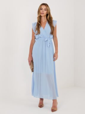 Light blue summer dress with a wrap neckline RUE PARIS