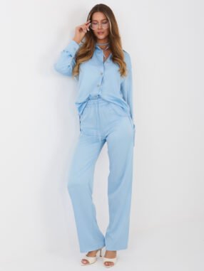 Light blue elegant set with an unbuttoned shirt