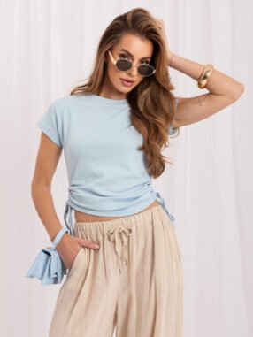 Light Blue T-shirt with adjustable gathers