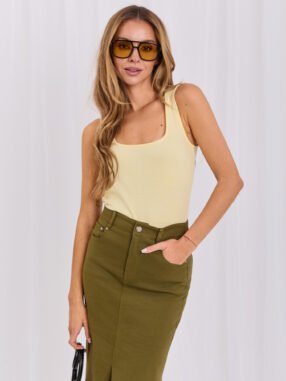 Yellow Square Neck Tank Top