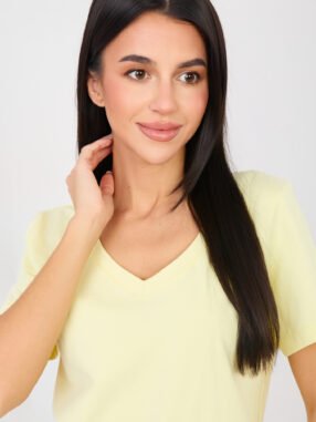 Light yellow cotton basic T-shirt
