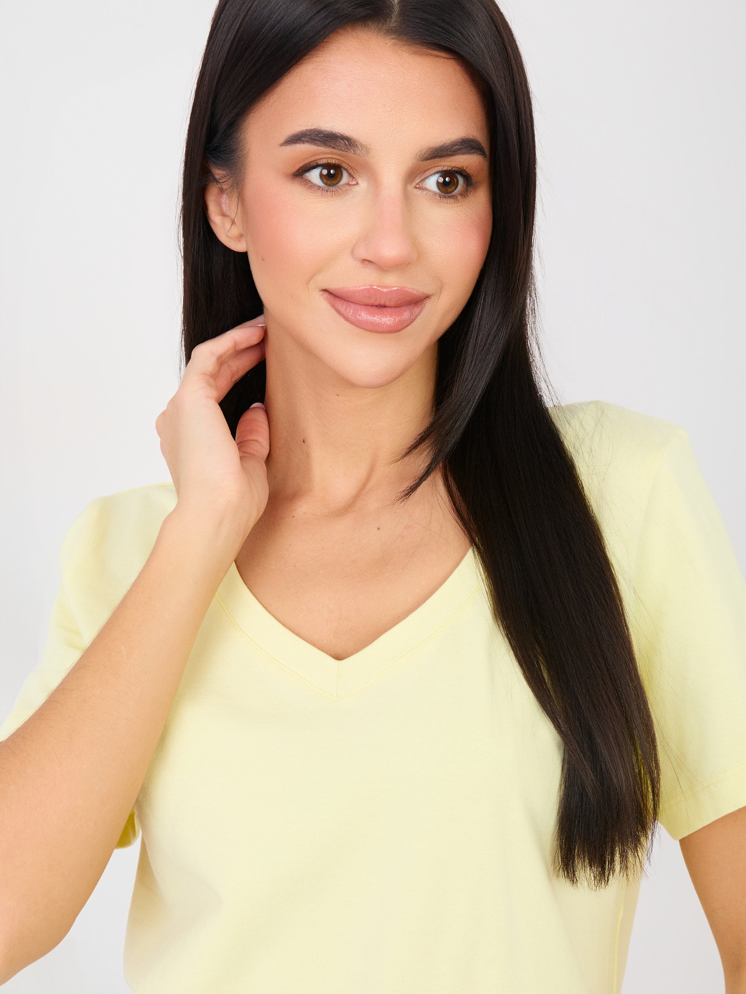 Light yellow cotton basic T-shirt