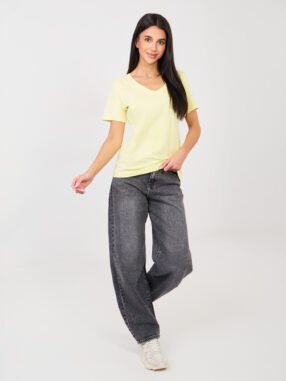 Alternative view of Light yellow cotton basic T-shirt