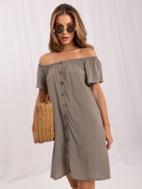 Khaki summer dress made of viscose